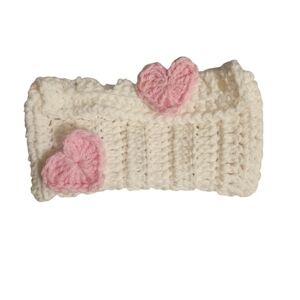 Handmade Crochet Glasses Case Pink Heart Eyeglass Pouch Valentine Gift White bag
